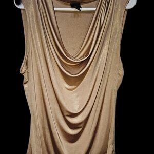 Elegant Gold Drape Neck Blouse